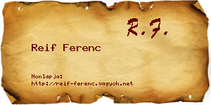 Reif Ferenc névjegykártya